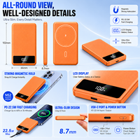 Power Bank Magnetik 5000mAh Terlaris 20W Pengisian Daya Nirkabel Cepat Ultra Tipis Portabel dengan Layar LED