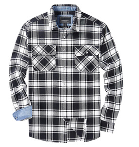 Chemises à manches longues en flanelle à <span class=keywords><strong>carreaux</strong></span> pour hommes, coupe décontractée, boutonnée, à <span class=keywords><strong>carreaux</strong></span> de buffle avec poches, noir <span class=keywords><strong>et</strong></span> <span class=keywords><strong>blanc</strong></span> - Product Image 2