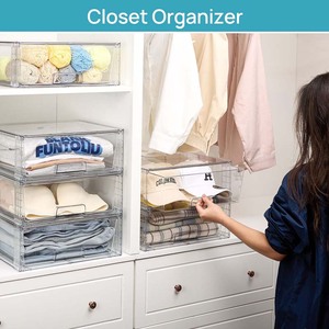 Đa-mục đích 4 gói cao rõ ràng Stackable tổ chức ngăn kéo với Pull-out xử lý - Product Image 5