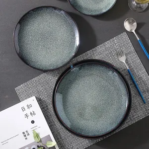 Высококачественный набор синей фарфоровой посуды оптом в скандинавском стиле в европейском стиле, изысканные блюда и тарелки, ресторанная посуда