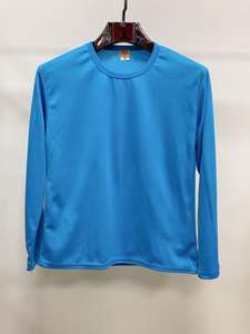 เสื้อยืดแขนยาวผ้าโพลีเอสเตอร์แบบแห้งพอดีตัวเสื้อยืดคอลูกเรือพิมพ์ลายปักเปล่าโลโก้ตามสั่ง - Product Image 5