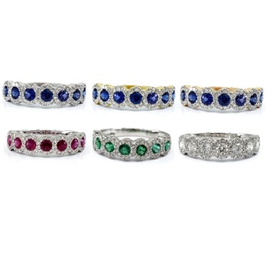 Nouvelle Arrivée 18 Carats Or Blanc Maigre Anneau Anneau À La Mode Vrai Diamant Bijoux Gemme Saphir Bleu pour Mariage ou Cadeau Féminin - Product Image 4