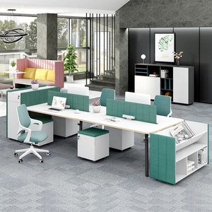 Chaises et tables de bureau pour 4 personnes, mobilier de bureau moderne, poste de travail avec cloison de séparation pour cadres - Product Image 1