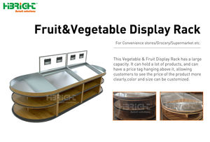 Étagère et support de présentation de fruits et légumes écologiques en bois et acier inoxydable grande capacité Highbright HBE-VR-XZY01 - Product Image 3