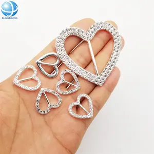 Factory Silver Rhinestone heart bikini connector buckles for women underwear accessories 2022