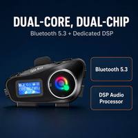 Q58MAX Helm Motor Interkom Headset BT Dual Core 500m Komunikasi Dua Arah Radio FM LCD Tahan Air
