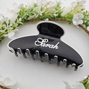 Jepit Rambut Akrilik Warna Solid dengan Nama Kustom untuk Wanita (Grosir) - Product Image 4