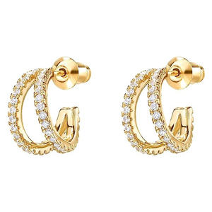 Pendientes E3122 Golden Huggie para Mujer, Modernos, con Cristales de Imitación, Chapados en Oro, Aleación de Zinc, Joyería de Moda - Product Image 1