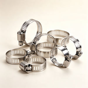 Collier de serrage <span class=keywords><strong>à</strong></span> vis sans fin de type américain en acier au carbone et acier inoxydable, largeur de bande 8mm 12mm, pour l'industrie lourde, réglable pour tuyaux et boulons - Product Image 1