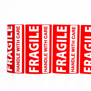 Roll Large Adhesive Sticker Custom Box Packaging <strong>Labels</strong>,Red Warning Glass Shipping <strong>Label</strong> Handle <strong>Care</strong> Fragile Stickers - Product Image 6