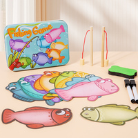 Boîte en fer, cartes d'apprentissage de la pêche, aides pédagogiques, cartes en anglais effaçables, jeux parent-enfant, canne à pêche, jouets pour enfants