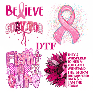 รับออกแบบและผลิตเสื้อผ้าลายพิมพ์ DTF แบบกำหนดเองสำหรับรณรงค์มะเร็งเต้านม  แบบ 3 มิติ  แบบรีดร้อน  แบบสติ๊กเกอร์  สำหรับเสื้อยืด - Product Image 1