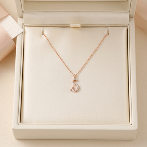 สร้อยคอจี้เพชรแท้ 18K ทองคำแท้สีโรสโกลด์ ตัวอักษร A M S J C คอลเลคชั่นขายดี สำหรับใส่ทุกวัน - Product Image 6