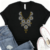 Transferts thermocollants personnalisés avec motif floral en strass pour T-shirt