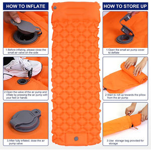 Colchón de aire inflado para acampar ultraligero portátil con bomba de pie integrada y almohadas, alfombrillas para inflar al aire libre - Product Image 2