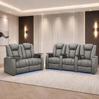 Ensemble de canapés sectionnels électriques pour cinéma, avec cadre en bois massif, fauteuils inclinables électriques en cuir véritable, pour home cinéma, chaise de cinéma réglable
