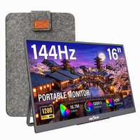 Moniteur externe portable de 16 pouces à fixer au mur, connexion pour ordinateur portable, corps fin et plat, gain de place sur le bureau