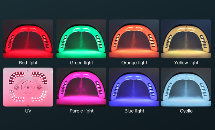 New 7 Color Skin Tightening Nano Spray Facial Panel Face Mask PDT LED Light Therapy Device With Steamer