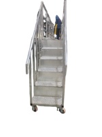Plateforme de travail mobile industrielle en aluminium personnalisable LT avec escaliers, garde-corps de sécurité, hauteur réglable, roulettes verrouillables, garantie 1 an