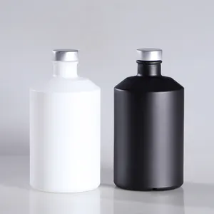 250ml Empty Customized Matte Black White Glass Wine Drinking Liquor Bottle Packaging