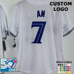 Camiseta de Béisbol Conmemorativa del 50 Aniversario de los Toronto <span class=keywords><strong>Blue</strong></span> Jays, Camiseta Deportiva Cosida para Hombre, Nombre y Número Personalizados, Uniforme de Equipo de Alta Calidad - Product Image 1