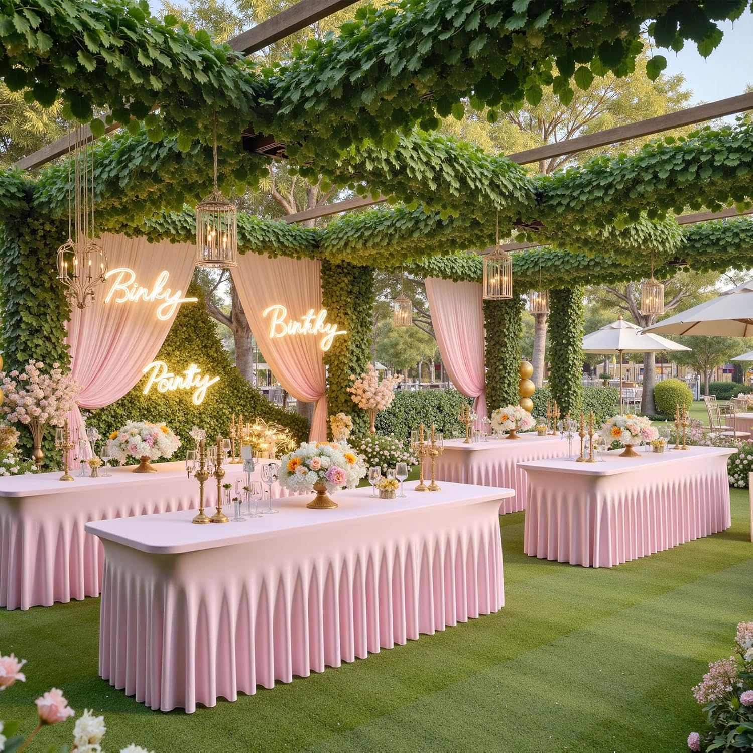 🎂 2 Manteles De Plástico Rosa Con Diseño De Caramelos | 108x180cm | Impermeable Y Desechable | Para Fiestas Infantiles Y Baby Shower