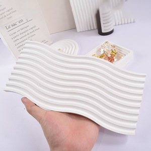 Molde de silicona geométrico para resina epoxi, bandeja de exhibición de velas, forma de terraza ondulada, soporte para hacer pasteles, cumpleaños, bodas - Product Image 3