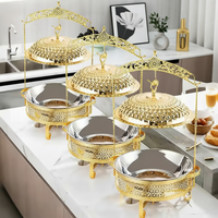 Ensemble de réchauds de buffet de luxe en acier inoxydable doré 4,5L/6L/8L avec couvercle suspendu