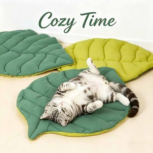 Coussin pour chat en coton en forme de feuille 2026, matelas double face pour chat et petit chien, utilisation au sol, coussin confortable pour chat et chiot - Product Image 6