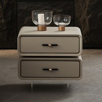 Table de chevet moderne italienne en bois, luxe léger, haut de gamme, rotative, avec 2 tiroirs, pour chambre d'appartement