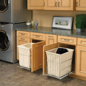 Cabinet Pull Out Laundry Iron <b>Basket</b> with Handles <b>Foldable</b> Narrow Dirty Clothes Storager Bathroom & Washing Room - Product Image 1