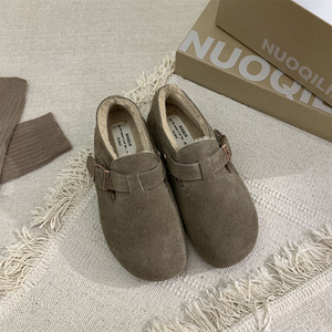 Zapatos de Algodón Afelpado para Mujer, Marca Leather Bocken, Estilo 2027, Estilo Japonés Retro Otoño-Invierno, Zapatos Planos de una Pieza - Product Image 5