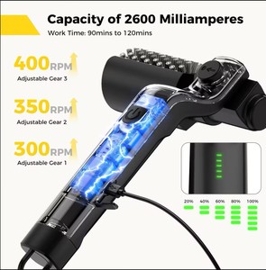 Electric Grill Brush Cordless <strong>BBQ</strong> Cleaner <strong>Tool</strong> Rechargeable Rotating Scrubber Heavy Duty Stainless Steel Roller Swivel Head - Product Image 3