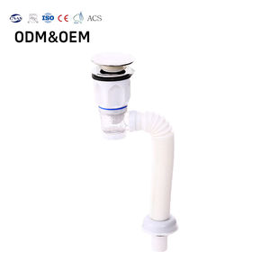 Tuyau de vidange de lavabo de salle de bain chromé moderne, flexible et réglable en plastique - Product Image 1