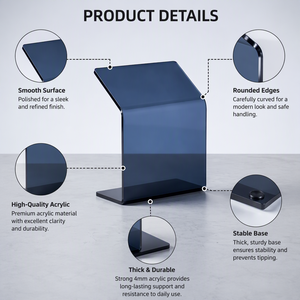 Rak <span class=keywords><strong>Display</strong></span> Akrilik Hitam Transparan Bentuk <span class=keywords><strong>C</strong></span> Modern untuk Meja dengan Dudukan Label Tulisan Tangan dan Tempat Tanda Kustom - Product Image 3
