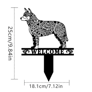 NGHỆ THUẬT sân vườn con chó biểu tượng trang trí ngoài trời Úc Bull và chó sân vườn Mandala Vườn Cổ phần bò và chó chào đón Logo