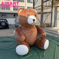 Mascotte géante gonflable en peluche douce d'ours brun, publicité gonflable personnalisée en usine en forme d'ours en peluche à poils courts