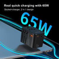 Adaptador de Pared USB-C de 3 Puertos con Carga Rápida Super Mini GaN PD 3.0 de 65W, Enchufe Universal, Certificado CE/FCC, para Cargador de Viaje para Portátil