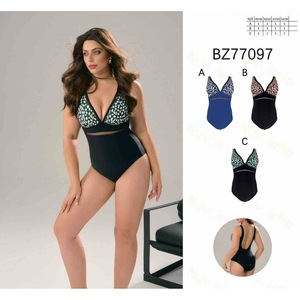 Costume da bagno intero taglie forti con controllo pancia, modello conservativo da spiaggia, Monokini BZ77097 - Product Image 1