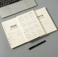 Bloc-notes spirale blanc A5, papier de remplissage pour calendrier à 6 trous, 80 feuilles