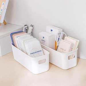 Panier de rangement en plastique blanc Proins pour articles divers, boîte de rangement rectangulaire moderne pour collations, conteneur de bureau pour la maison et le bureau - Product Image 2