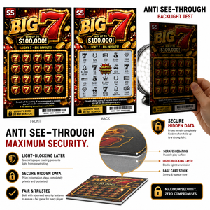Free Design Lucky Number Theme Original Color Digital Print Custom Scratch Off Instant Big Prize Winning Lottery <b>Ticket</b> - Product Image 2