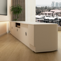 Mueble de TV con bordes redondeados, base lacada de madera maciza estilo crema, mueble de TV moderno y minimalista para la sala de estar