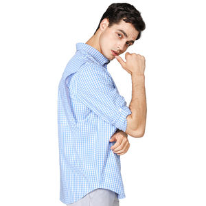 Chemise à carreaux manches longues pour hommes, en sergé uni, Style anglais, personnalisé, nouveau, 2020 - Product Image 5