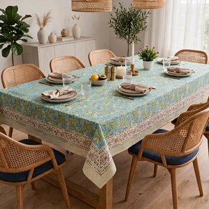 Mantel Rectangular de Lino y Algodón con Estampado Floral, Hecho a Mano, Ligero, Lavable, para Uso Doméstico, Estilo Pastoral, Logotipo Personalizado - Product Image 1