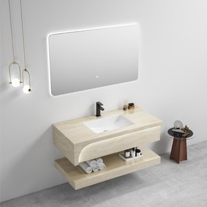 Simple double-layer slate ceramic integrated washbasin bathroom <b>cabinet</b> combination washbasin hotel bathroom washbasin - Product Image 4