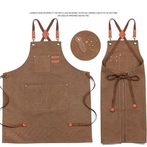 Tablier de Chef Adulte en Gros 100% Coton Toile Imperméable avec Logo Personnalisé Tabliers de Cuisine Outil de Travail Fleuriste Jardin Tablier Élégant - Product Image 4