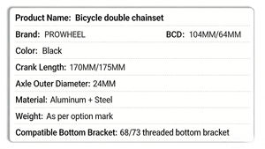 <span class=keywords><strong>Prowheel</strong></span> MTB Hollowtech Crankset 42-28T 44-28T Ensemble de pédaliers à double chaîne avec dérailleur avant - Product Image 4