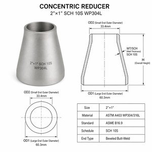 Konzentrischer Stumpfschweißreduktor aus Kohlenstoffstahl SCH40 SCH80 ASME B16.9 ASTM A234 WPB für Öl, Gas und Petrochemie - Product Image 6