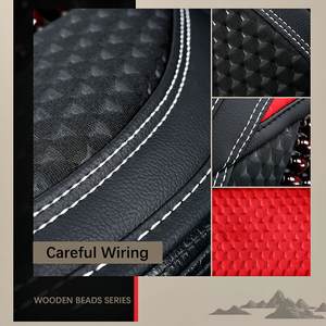 Xiangta noir et <span class=keywords><strong>bleu</strong></span> cuir Pu 5D coussin de siège de voiture universel ensemble complet perles en bois housse de siège de voiture pour Hyundai Accent - Product Image 3